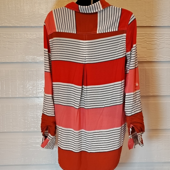 Velvet Heart Womens Small Lightweight Striped High Low Button Up - Picture 4 of 8